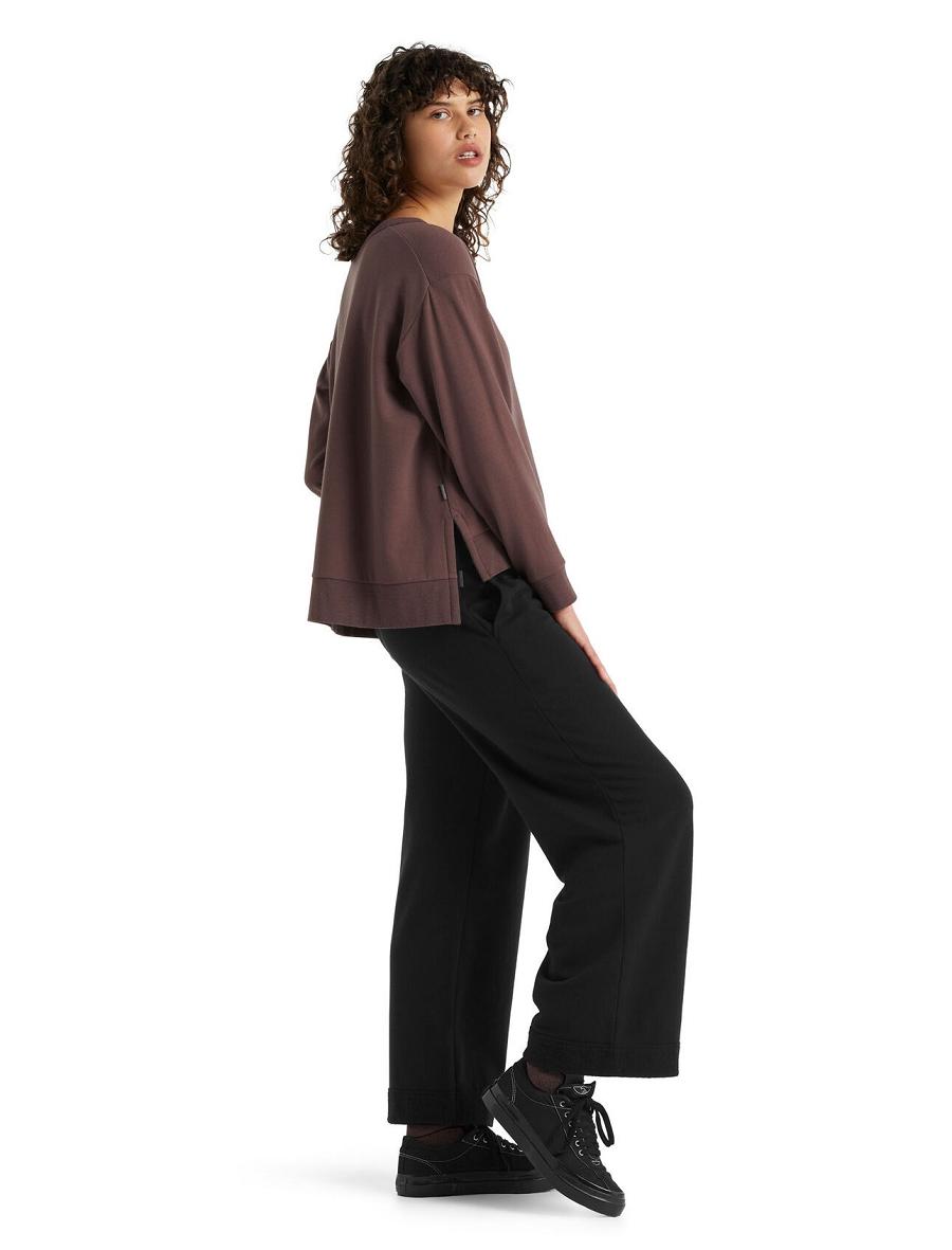 Women's Icebreaker RealFleece™ Merino Dalston Wide Pants Black | CA 1429JPQJ